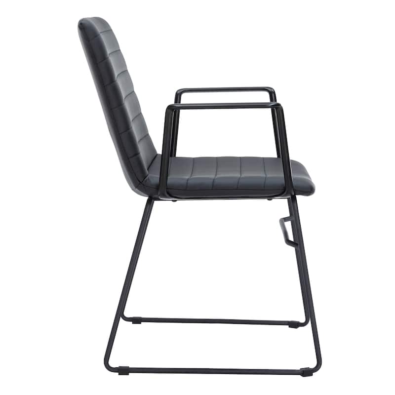 Zylar Ergonomic Guest Chair with Leather, Stainless Steel Base, High-Density Foam, Modern Design for Office or Waiting Room