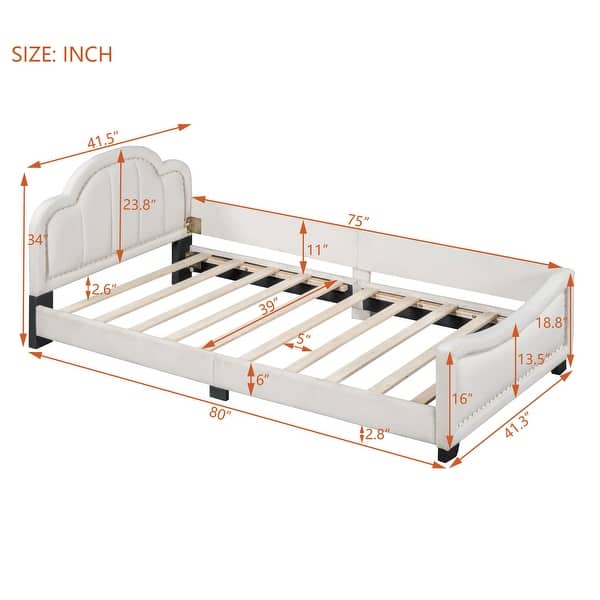 dimension image slide 1 of 4, Low-Profile Platform Bed Grounded Bed in Velvet Frame