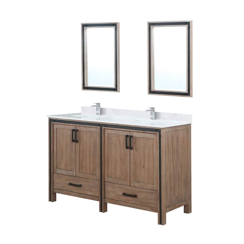 Ziva Bath Vanity, White Quartz Top, Faucet Set and Mirrors