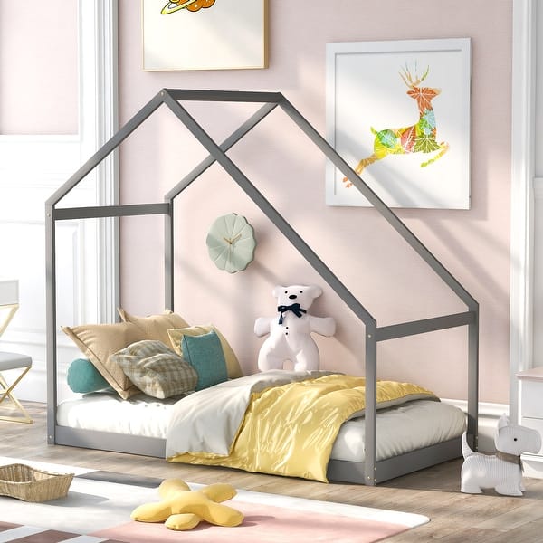 slide 2 of 44, Modern Full/Twin Size Wooden House Bed