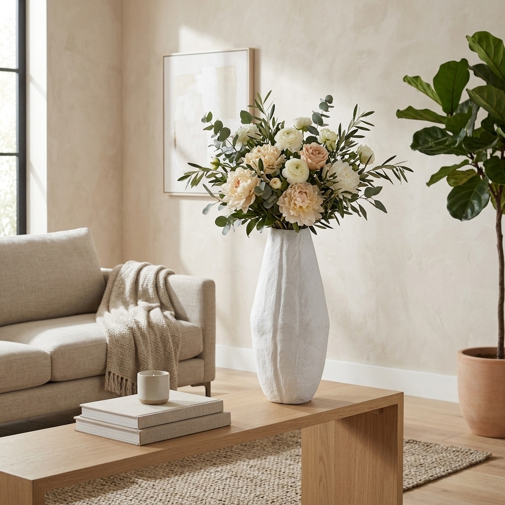 Decorative Paper Mache Tapered Floor Vase for Living Room Decor