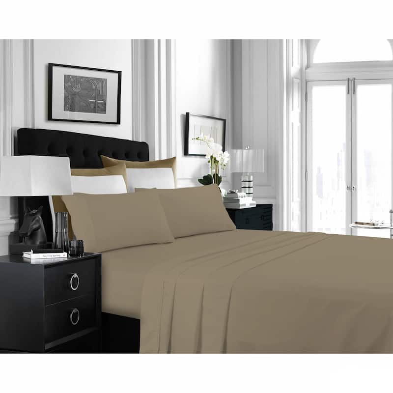 Super Soft Extra Deep Pocket Bed Sheet Set with Oversize Flat - King - Taupe