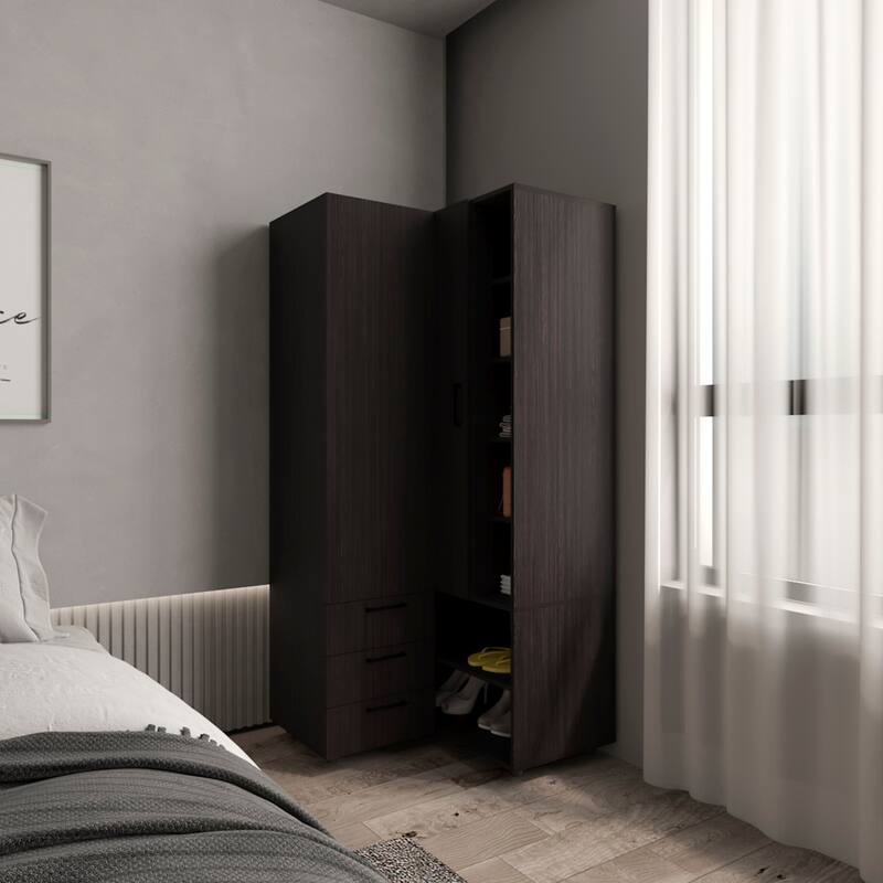 Toulouse Corner Armoire White - N/A - Black