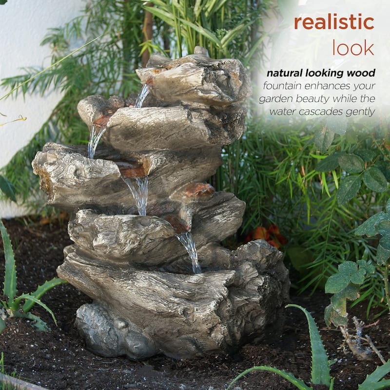 Alpine Corporation 22" Tall Indoor/Outdoor 5-Tier Rainforest Waterfall Fountain with LED Lights