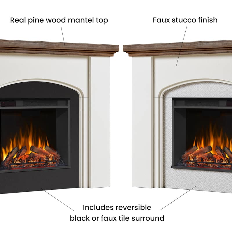 Anika 49" Electric Fireplace Mantel in White Stucco by Real Flame