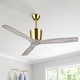 preview thumbnail 1 of 13, 54" Modern Gold Solid Wood Indoor Ceiling Fan with Remote and 6-Speed DC Motor