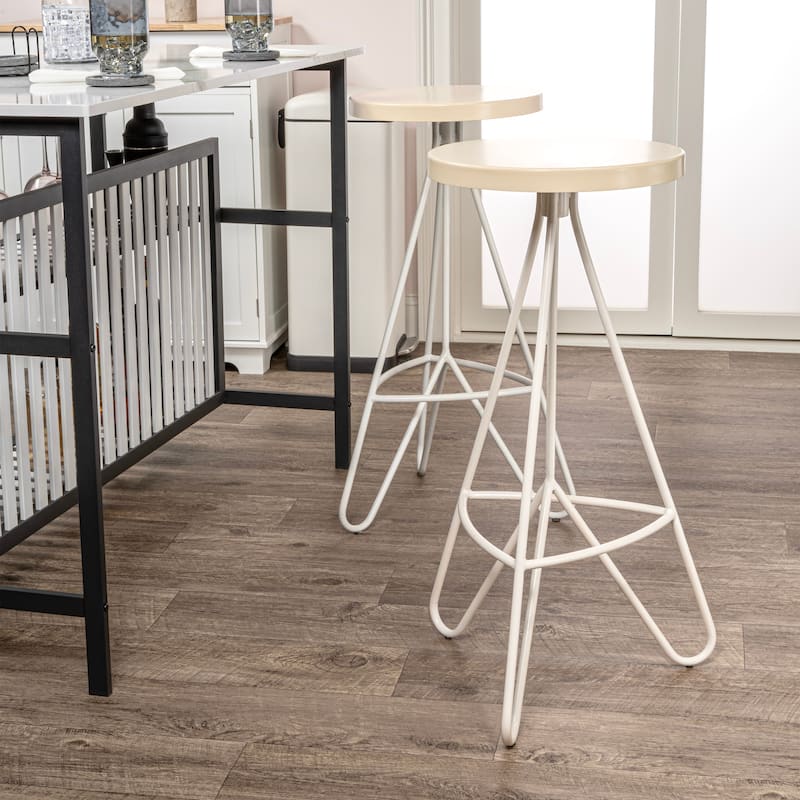 Chronos 30" Modern Industiral Iron Tripod Backless Bar Stool, by JONATHAN Y