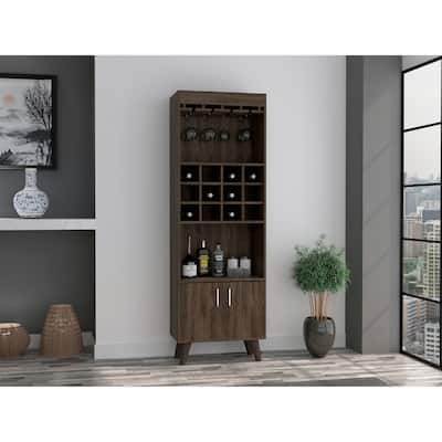 Kisco 1-Drawer 2-Shelf Bar Cabinet Dark Walnut