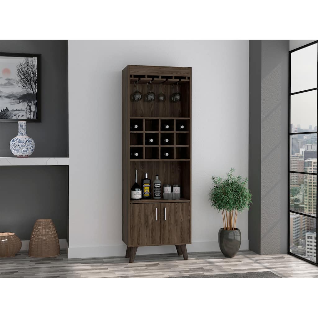 Kisco 1-Drawer 2-Shelf Bar Cabinet Dark Walnut