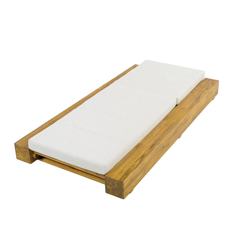 Christopher Knight Home - Amedea Outdoor Acacia Wood Chaise Lounge with Adjustable Backrest & Water-Resistant Cushion