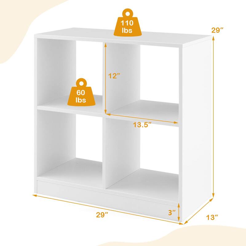 Children’s Toy Storage Organizer with 4 Open Cubes and Top Shelf for Bedroom or School Use - 29" x 13" x 29" (L x W x H)