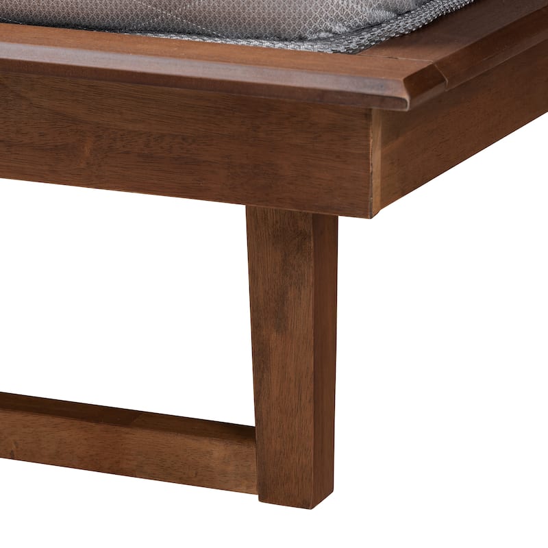 Macayle Mid-Century Modern Ash Walnut Finished Wood Platform Bed
