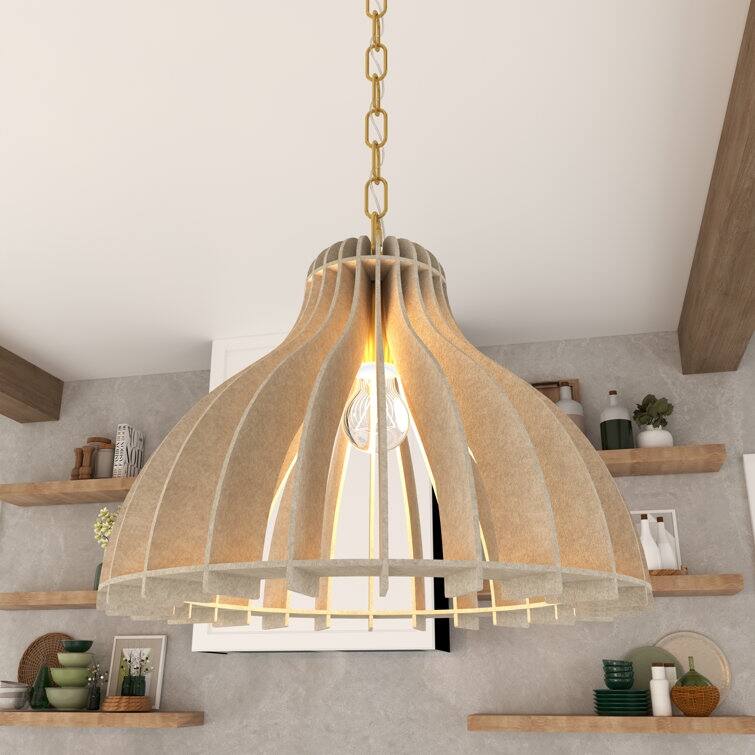 Acroma 1 - Light Kitchen Island Pendant with Felt lampshade - 1-light - Satin Gold