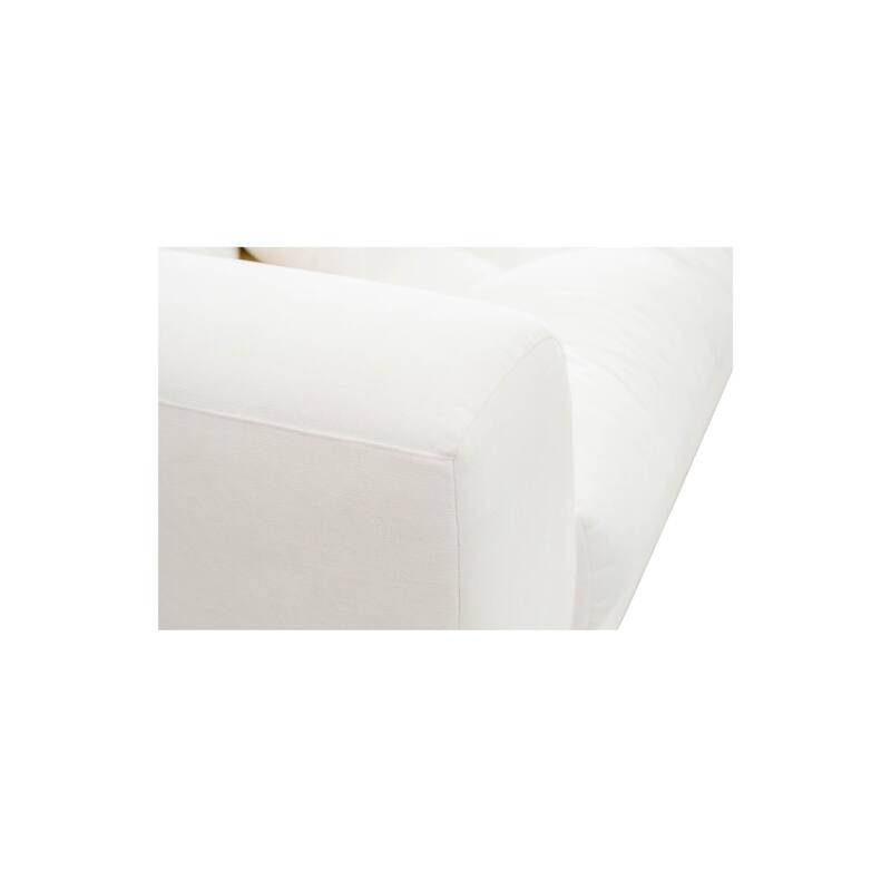 NADAAL STUDIOS Lioraelle Sofa, Soft Velvet Upholstery with Tufted Bench Seat and Six Back Cushions, Warm White