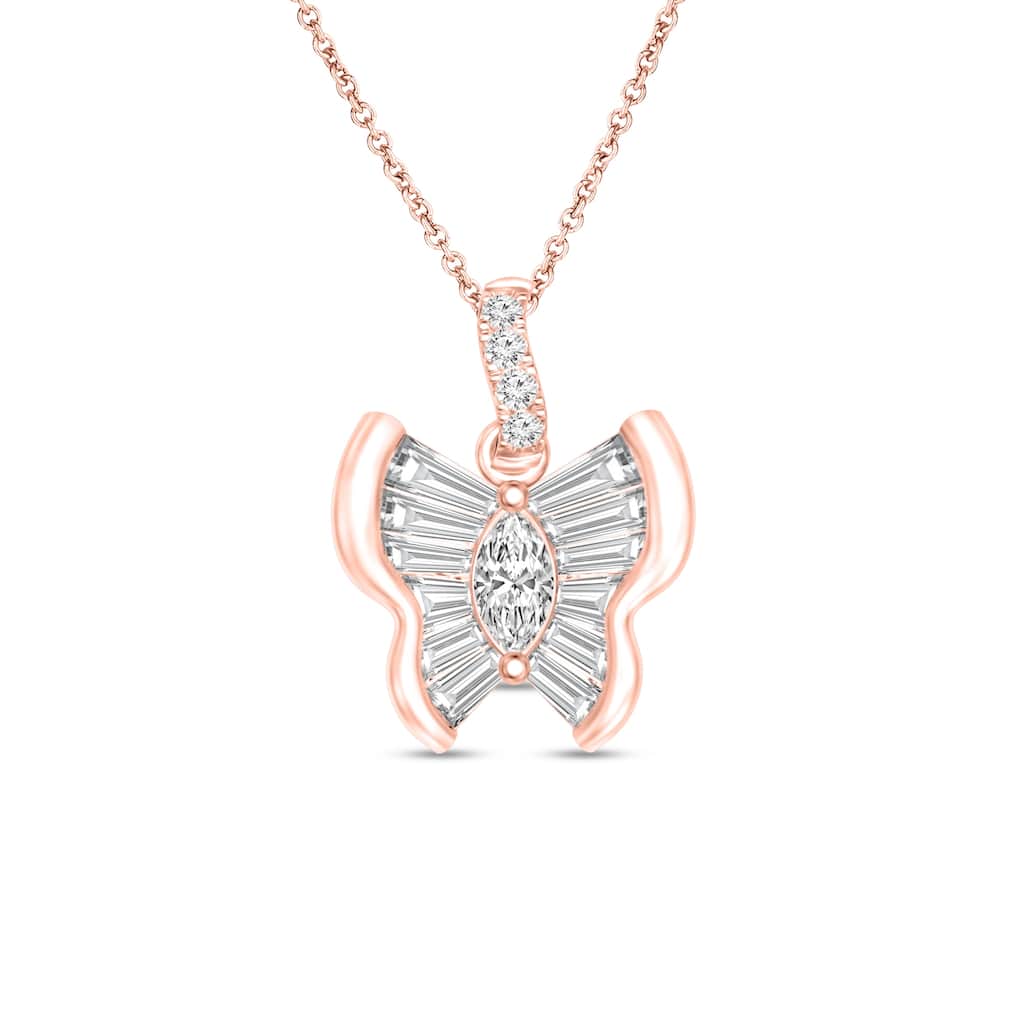 1/3 Cttw Natural Diamond 10KT Pink Gold Pendant