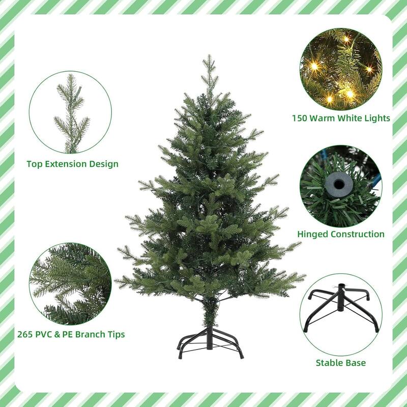4 Ft Prelit Artificial Small Christmas Tree with Lights - 4FT