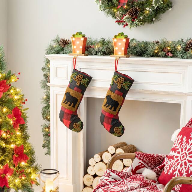 Glitzhome Christmas Marquee LED Stocking Holder