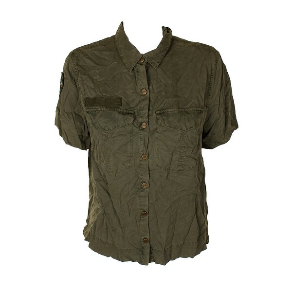 Sanctuary Green Short-Sleeve Camp Out Utility Shirt M