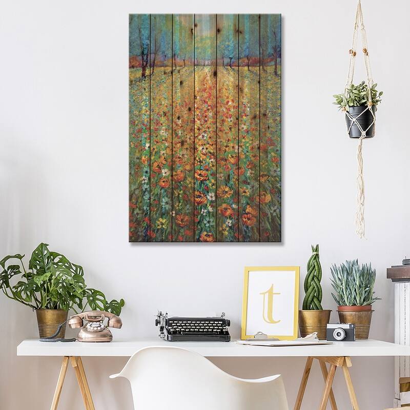 Wild Flowers Print On Wood by Kimberly Adams - Multi-Color