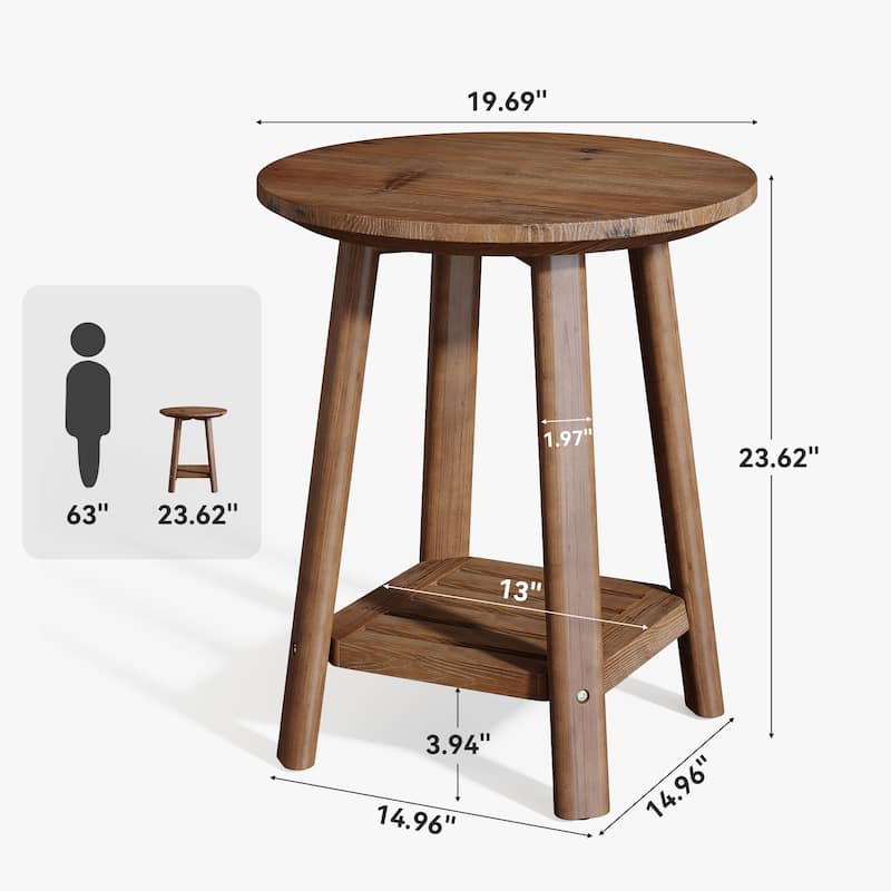 Solid Wood Round Side Table