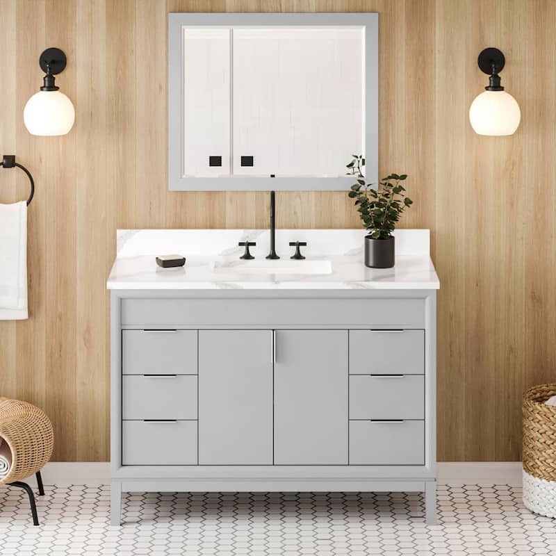 Jeffrey Alexander VKITTHE48R-QUARTZ Theodora II 48" Free Standing - Grey / Calacatta Vienna