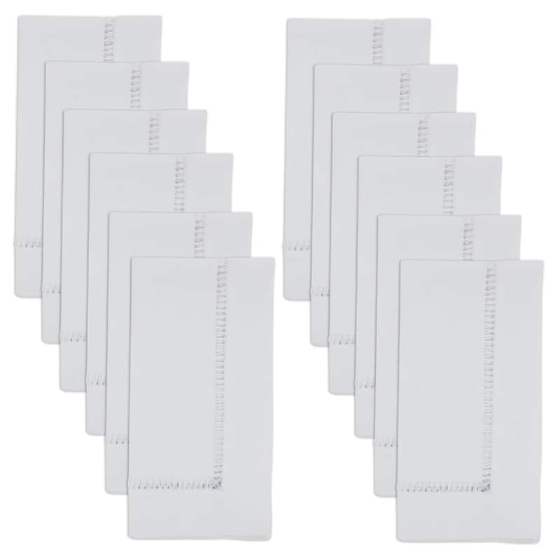 Decorative Napkins (Set of 12) - Stitched Border Detail for Dining and Entertaining