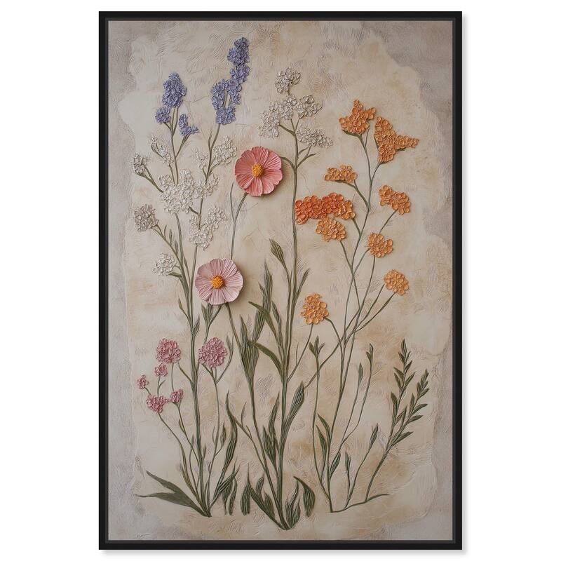 Sculpted Flora Frieze I Canvas by Art Remedy - Black - 20" x 30"