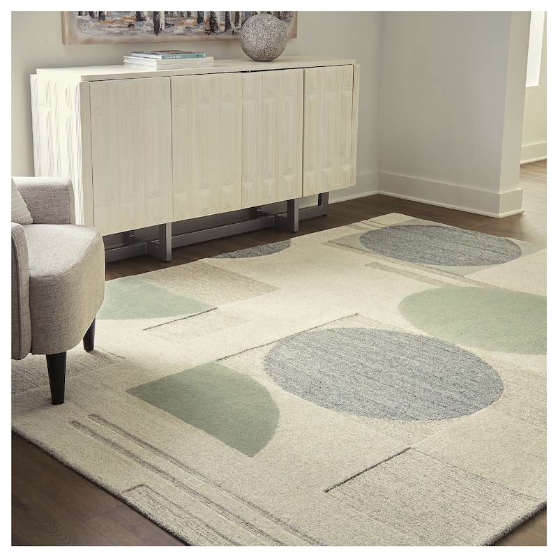 Signature Design by Ashley Dallane Linen/Blue/Green Rug - 5'W x 7'D