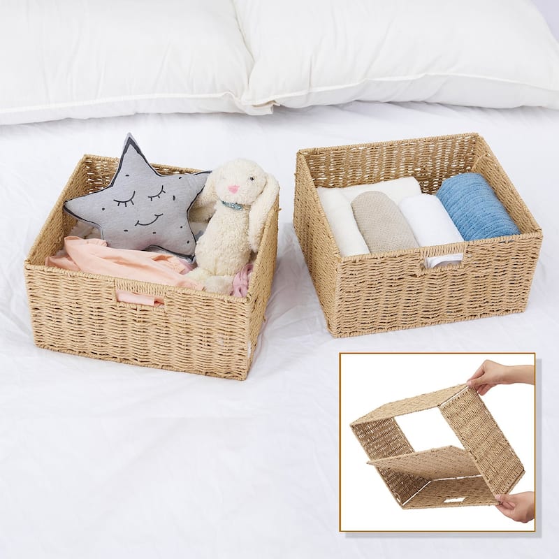 VECELO 3-Tier Nightstand Side Table/Bedside Table with Two Storage Baskets