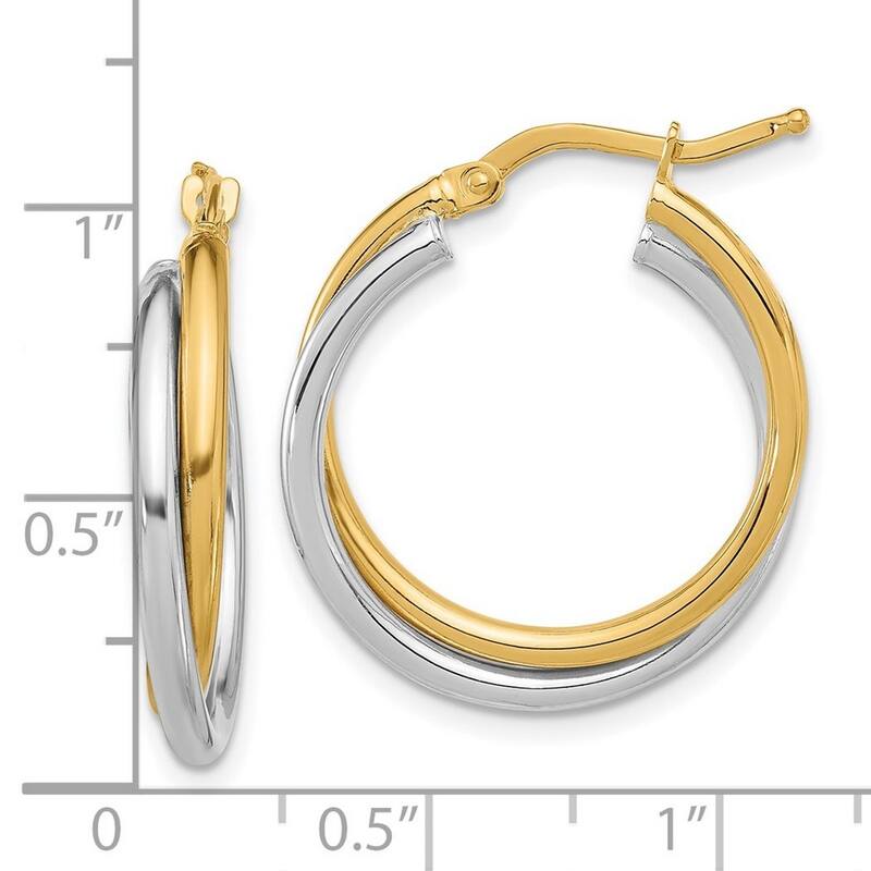 Curata 14k Two Tone Gold Twisted Hoop Earrings - 25.7x24mm