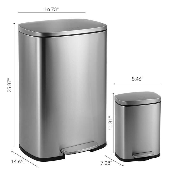 happimess 13-Gallon Trash Can with Soft-Close Lid and FREE Mini Trash Can