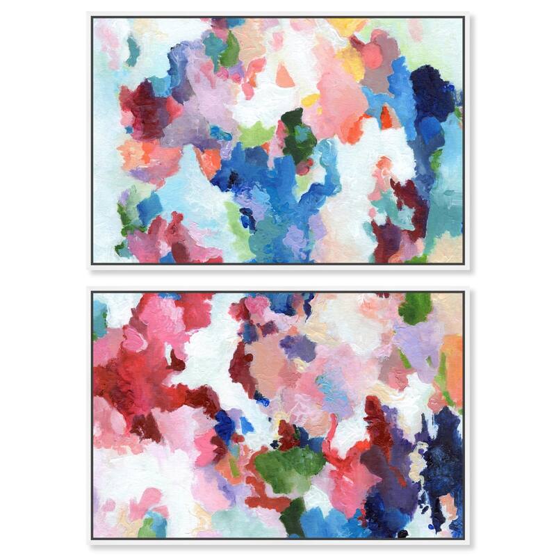 Bold Color Swirlz Canvas Set of 2 by Art Remedy - 24" x 16" - White