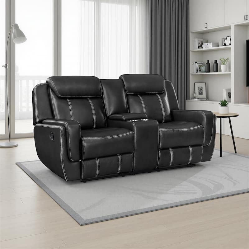 Fremont & Park Manuel Breathable Faux Leather Manual Double Reclining Loveseat