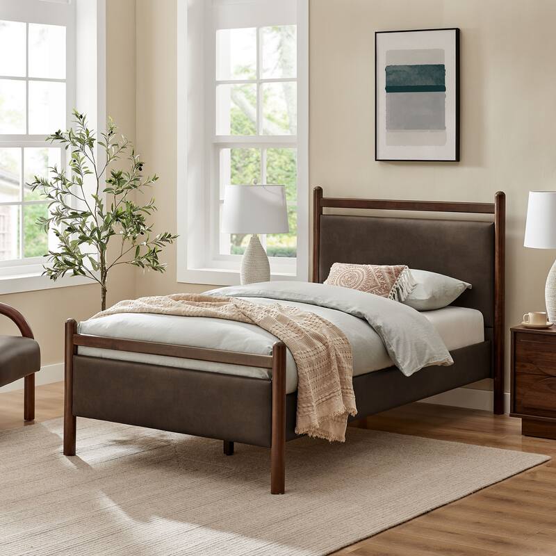 Ginny Platform Bed Frame - Wenge Mushroom - Twin
