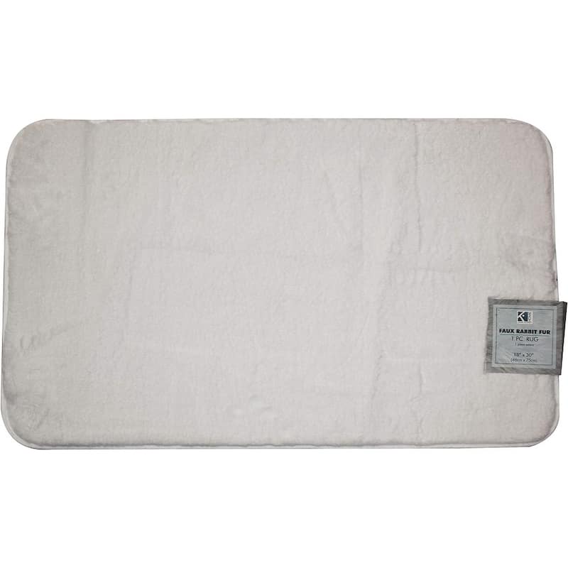 Faux Rabbit Bath Rug Non-Slip Mat Bathoom Carpets Home Decor 17"x24" - White