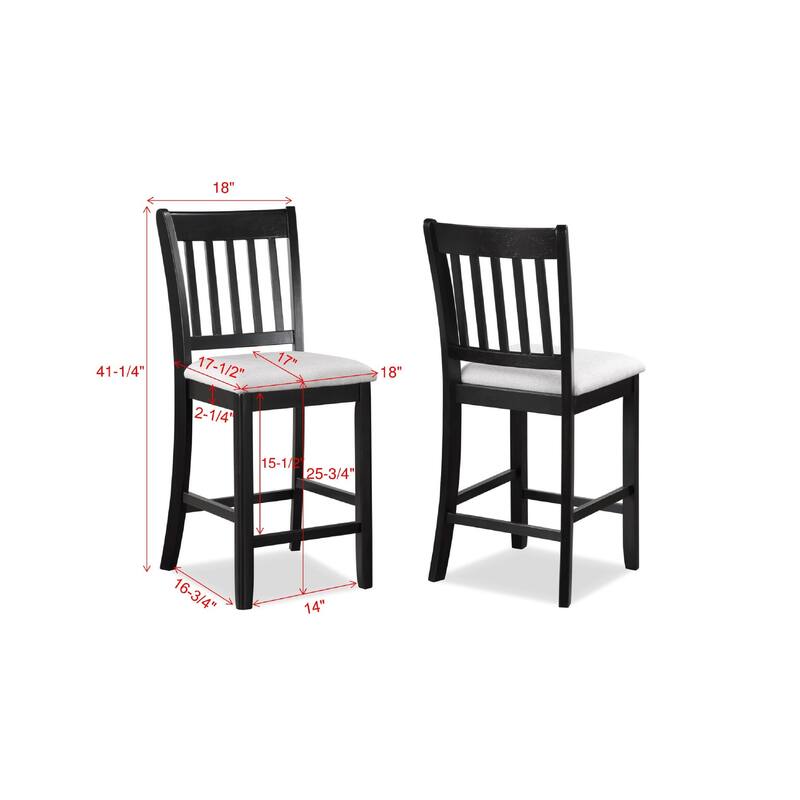 5 Pcs Counter Height Dining Table Set, Wooden Dining Room Furniture Set with Square Table & 4 Upholstered Chairs