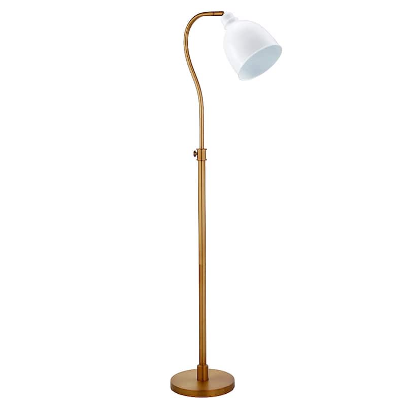 68 Inch Adjustable Floor Lamp with White Frosted Glass Shade for Reading - Brass