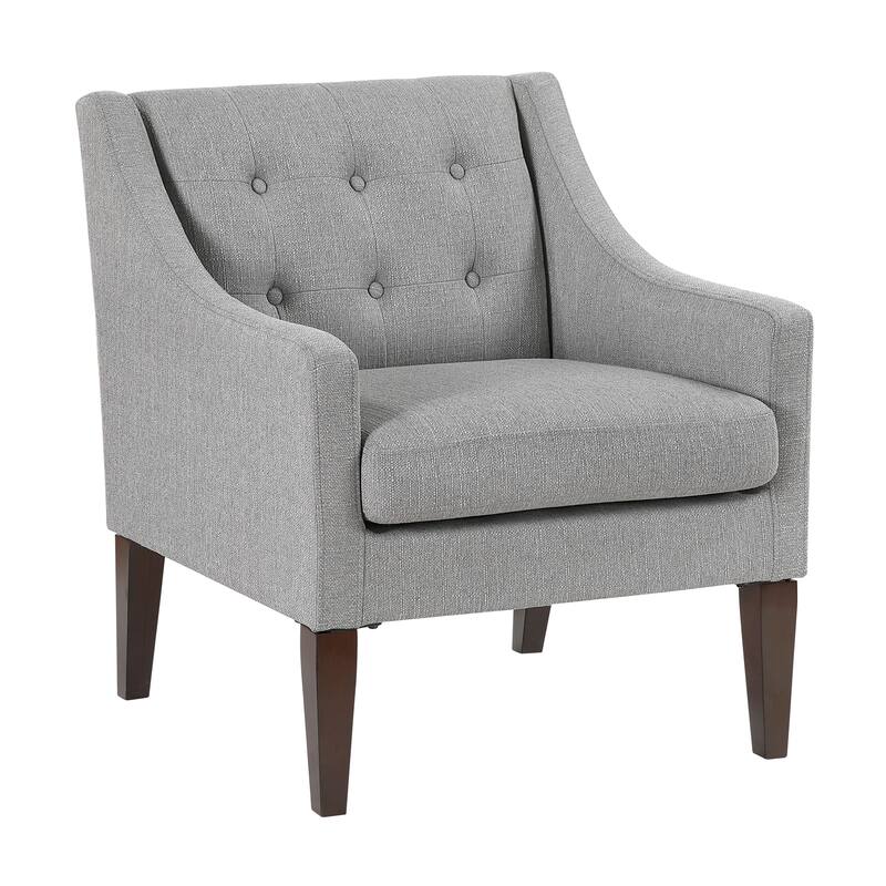 Laertes 26" Textured Fabric Accent Chair - Button-Tufted Chair Back - Gray