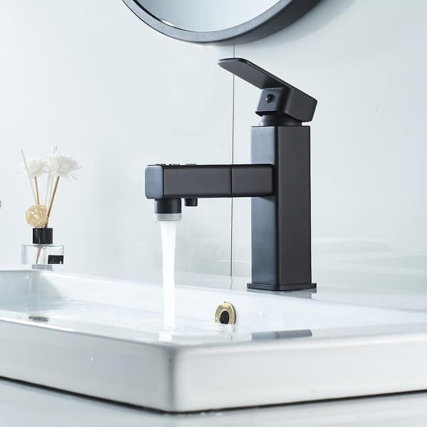 slide 1 of 24, Pull-Out Sprayer Single Hole Rotating Sink Mixing Faucet Black