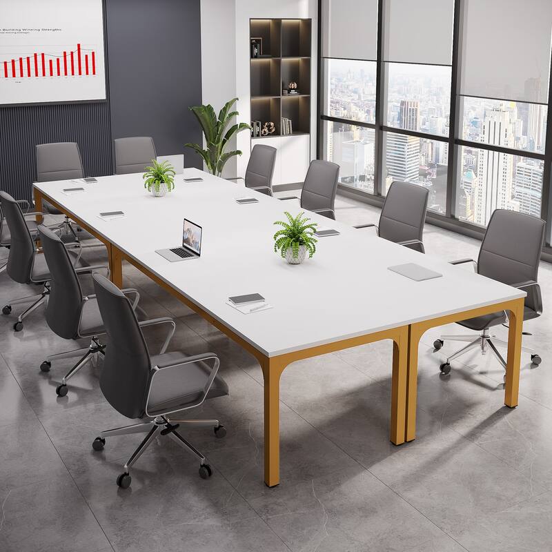 Rectangle 13FT Large Conference Table Set of 2, 78.74-Inch Meeting Seminar Table, Long Business Table