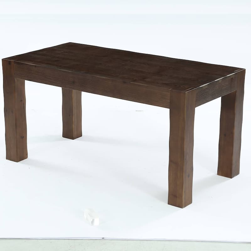 63-Inch Solid Wood Computer Desk, Large Executive Desk for Home Office - Dark Walnut