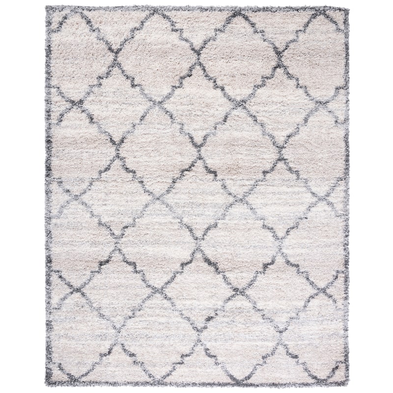 SAFAVIEH Fontana Shag Naomie Modern 2-inch Thick Rug - 6'7" x 9' - Ivory/Grey
