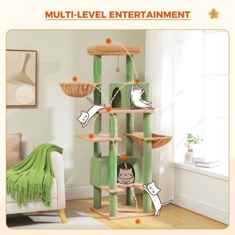 Indoor Cat Tower with Metal Hammock