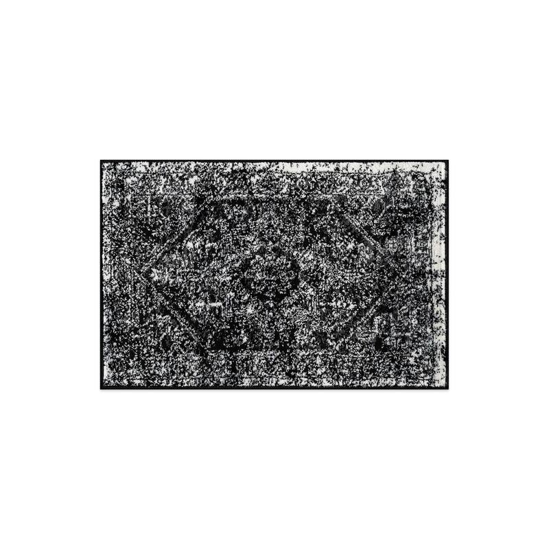 Black Ivory Vintage Medallion Stylish and Durable Area Rug