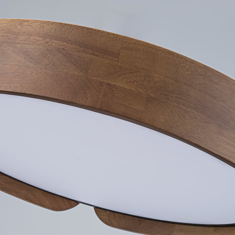 1-Light Farmhouse Wood Integrated LED Flush Mount Ceiling Light