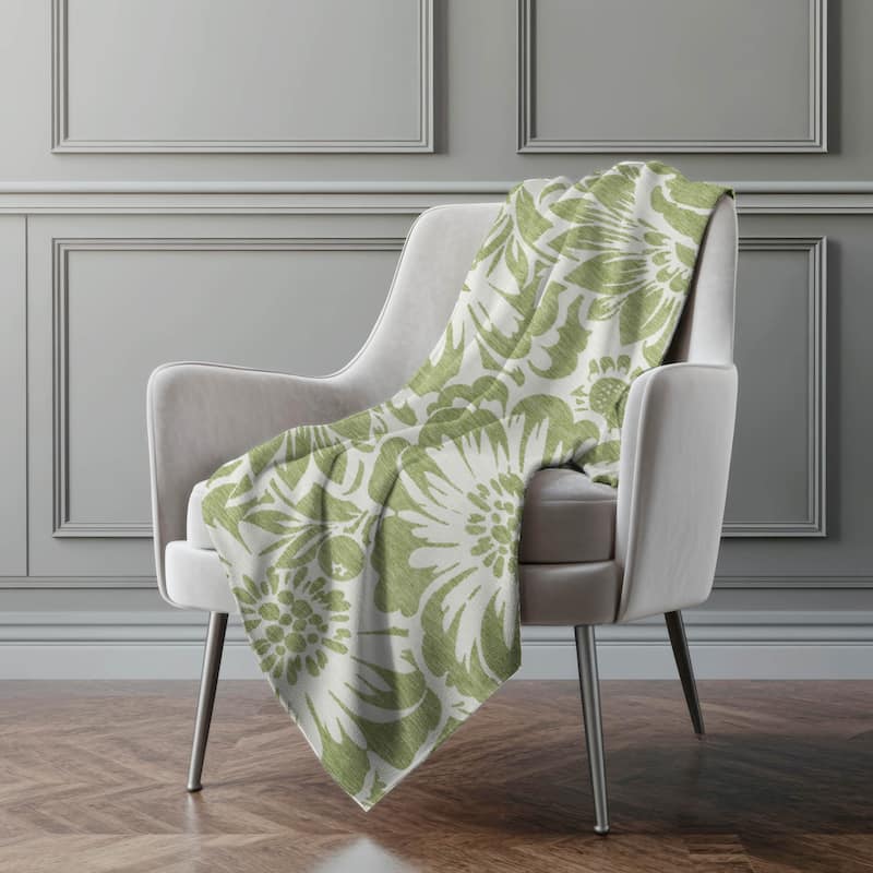Premium Machine Washable Modern Floral Sherpa Throw Blanket - Aloe - 4'2" x 5'10"