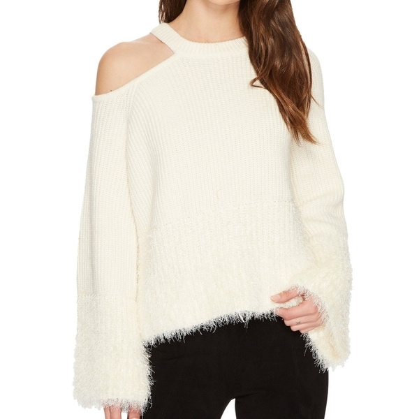 white cold shoulder sweater