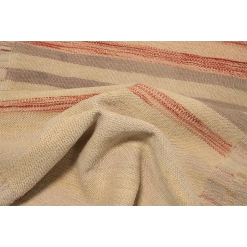 Hand Woven Oriental 100% Wool Carpet Southwestern Geometric Multi-Colored Kilim Runner Rug - 8' 4'' X 2' 1''