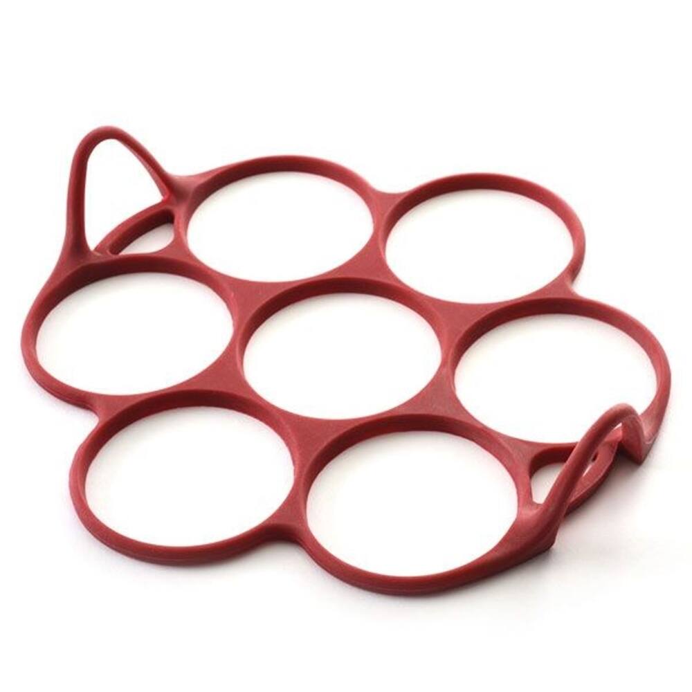 Norpro Silicone Silver Dollar Size Pancake / Egg Ring with Easy Lift Handles - Red