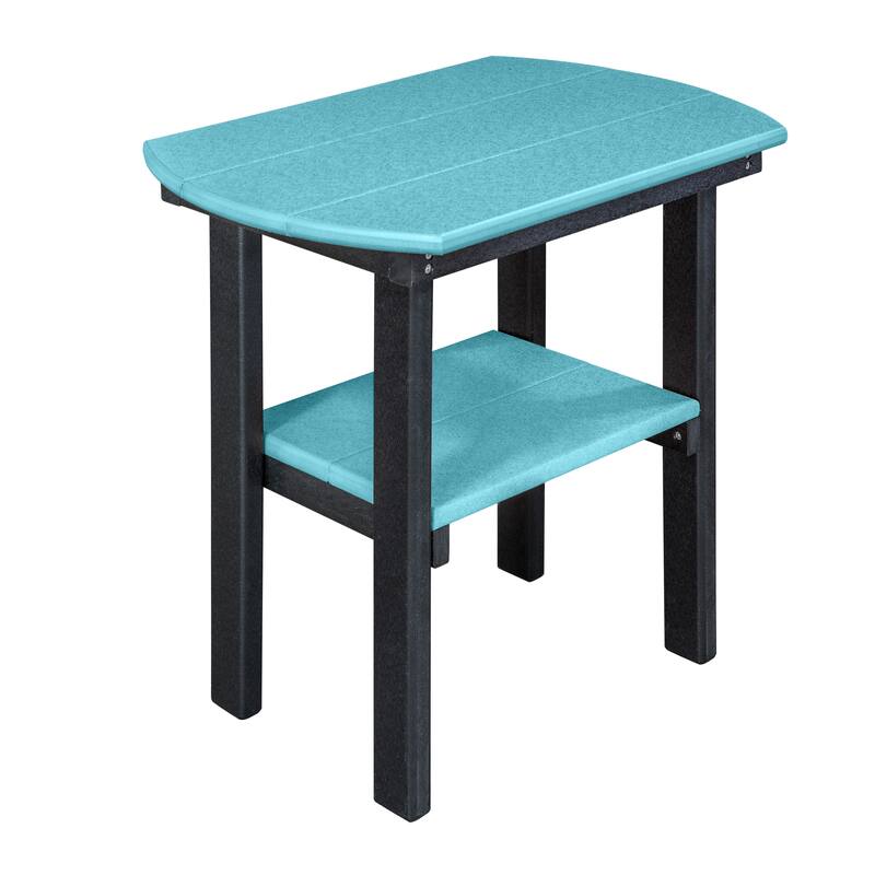OS Home and Office Model Oval End Table Made in the USA- Aruba Blue on Black Base